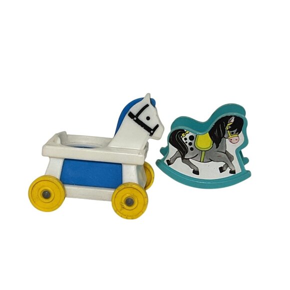 Vintage Fisher Price Little People Rocking Scooting Horse Nursery - Picture 1 of 5